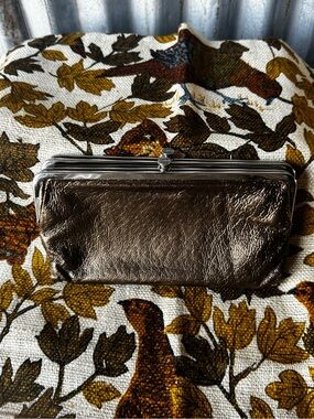 HOBO Metallic Bronze Leather Kiss-Lock Wallet